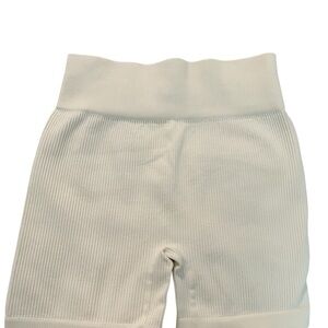 Free People Cream Ribbed Leggings